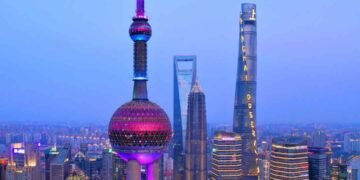 Shanghai Oriental Pearl Radio and Television Tower is a landmark in Shanghai