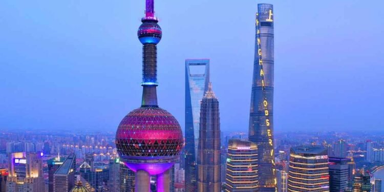 Shanghai Oriental Pearl Radio and Television Tower is a landmark in Shanghai
